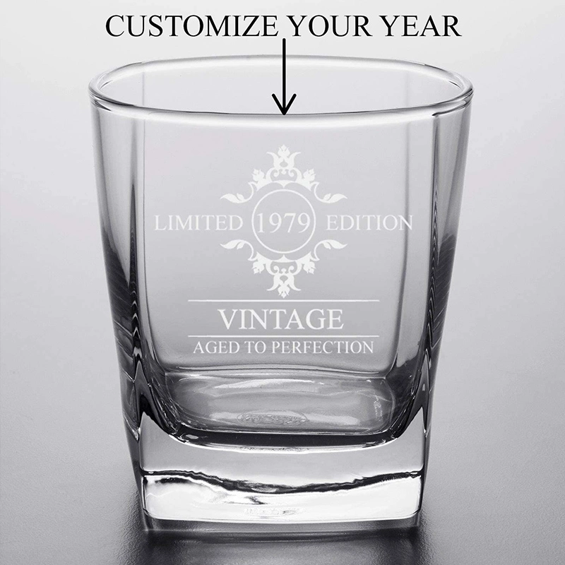 9oz Custom Logo Engraved Suqare Thick Bottom Drinking Glass Rock Whisky Tumbler for Bar Party