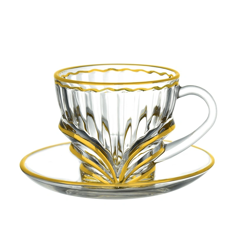 Glass Tea Cup Mug with Golden Rim