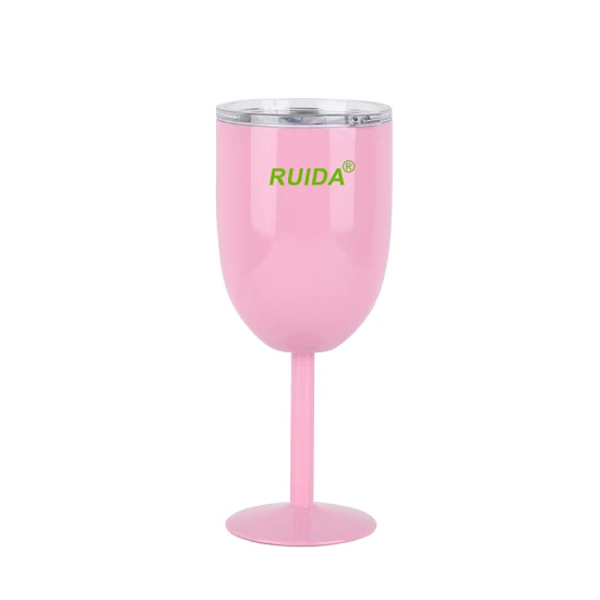 Copo de vinho em aço inoxidável personalizado de 10 onças ouro rosa taça de vinho copo de vinho