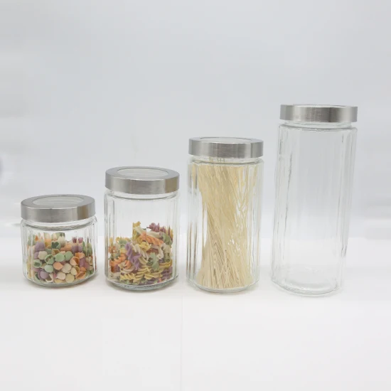 Lindas vasilhas de vidro para cozinha com tampas de aço inoxidável