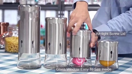 Vasilha de vidro com tampa hermética Conjunto frascos de armazenamento de vidro
