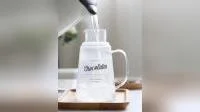 Jarro de água feito à mão em vidro pirex com tampa para copo