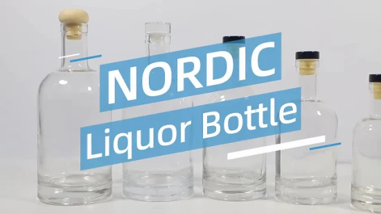 700ml 750ml 1000ml Clear Black Nordic Round Vazio Rum Whisky Spirit Gin Vodka Garrafa de vidro com tampa de cortiça 100ml 200ml 375ml 500ml