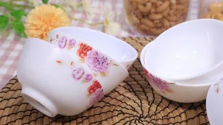8 polegadas novo design oem personalizado fantasia flor decalque prato de jantar tigela de arroz de vidro opala para restaurantes
