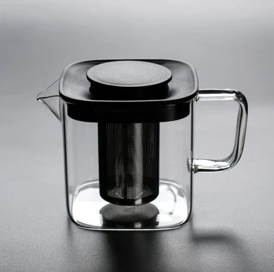 Jarro de bule de vidro resistente ao calor transparente com infusor de aço inoxidável tampa de silicone pote de chá de ervas