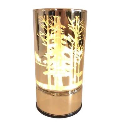 Castiçal de vidro e metal dourado de Natal com luz LED para decoração de casa