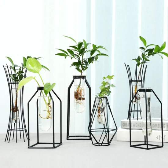 Vaso de aço com vidro para decoração e decoração