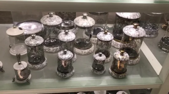 Frasco de vidro para chá, café e biscoitos, pote de cerâmica